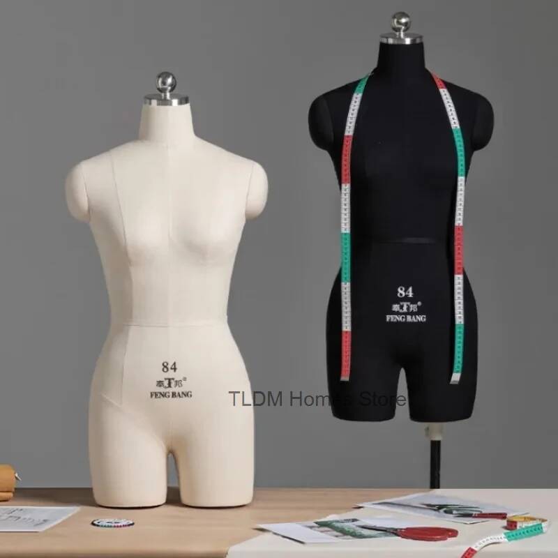 Dress Form Mannequin - PU-Schaumstoff-Schaufensterpuppen-Set für Damen, Baumwollstoff-Nähmannequins für Kleiderdesign,