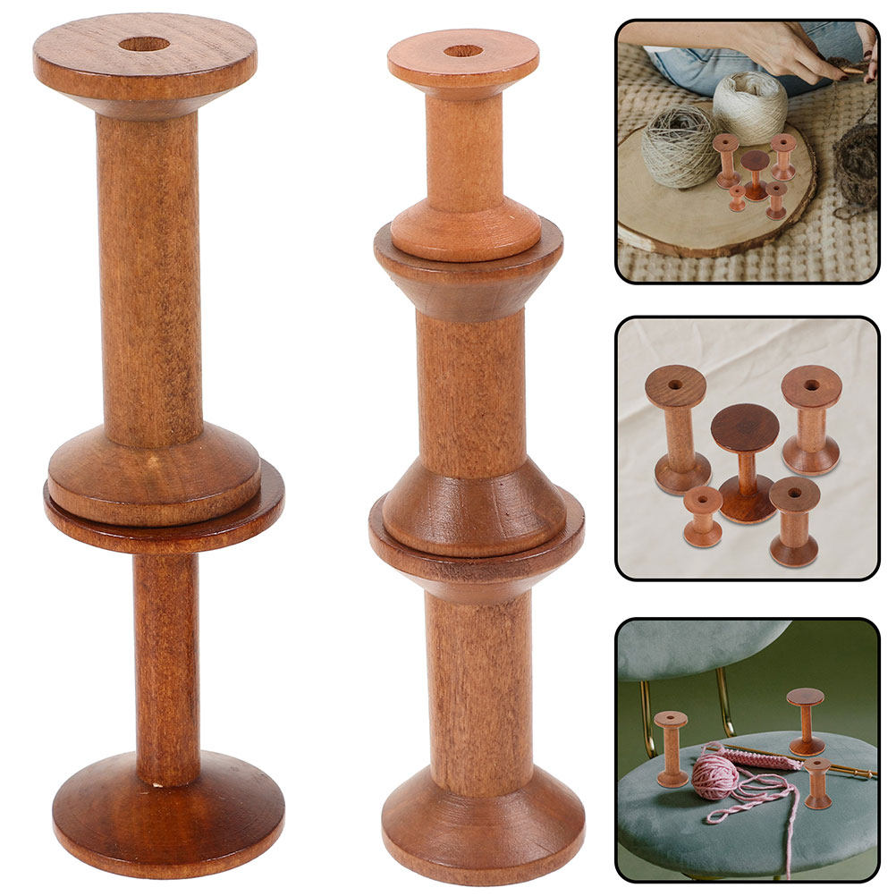 Thread Bobbins Empty - 7-teiliges Set Holzgarnspulen, Vintage Leere Holzspulen,