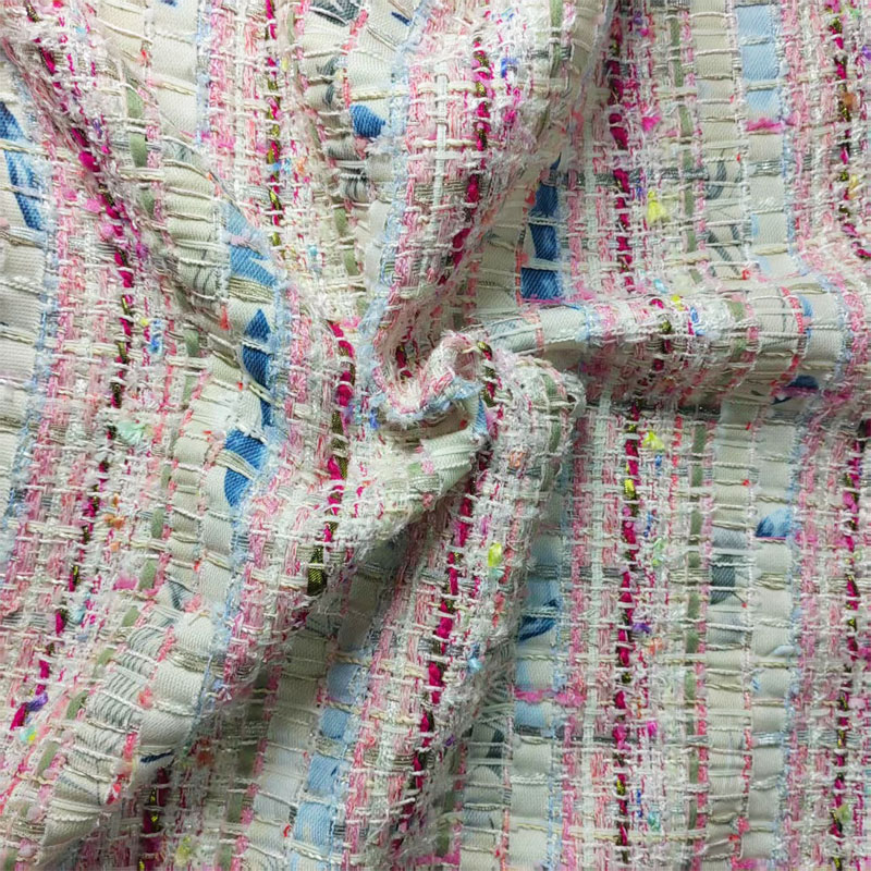 Sewing Tweed - Rosa und weiß gewebtes Band, garngefärbt,