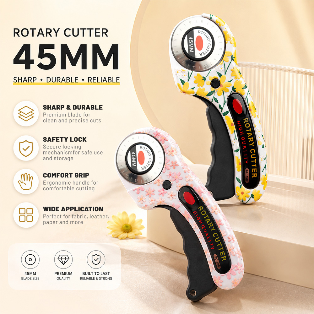 Rotary Cutter Fabric - Rotationsmesser 45mm für Karton, Papier, Nähen,